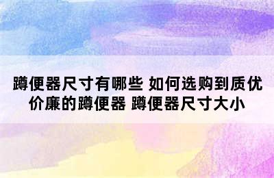 蹲便器尺寸有哪些 如何选购到质优价廉的蹲便器 蹲便器尺寸大小